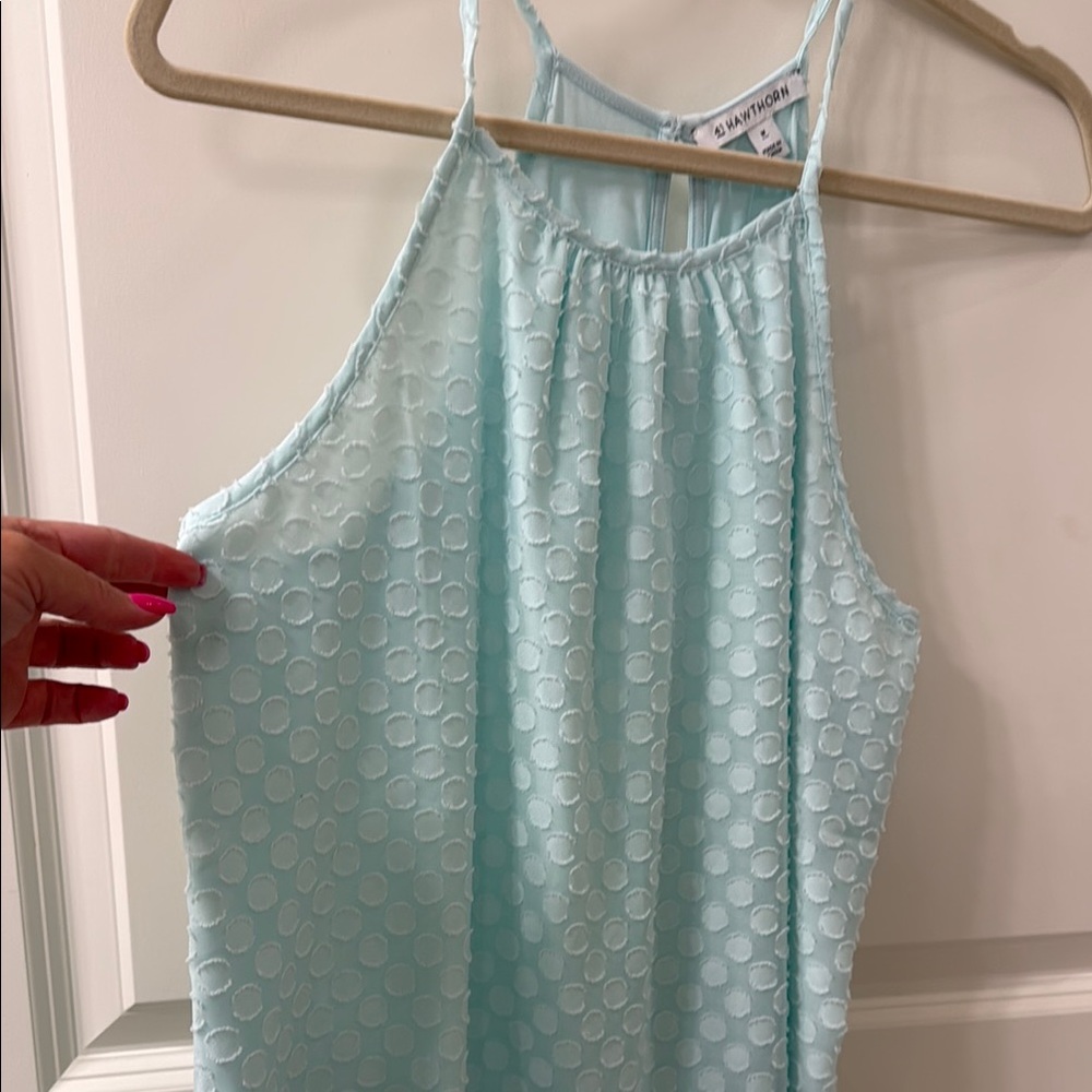 41 Hawthorn Green and Blue Tank Top with Flowy Design